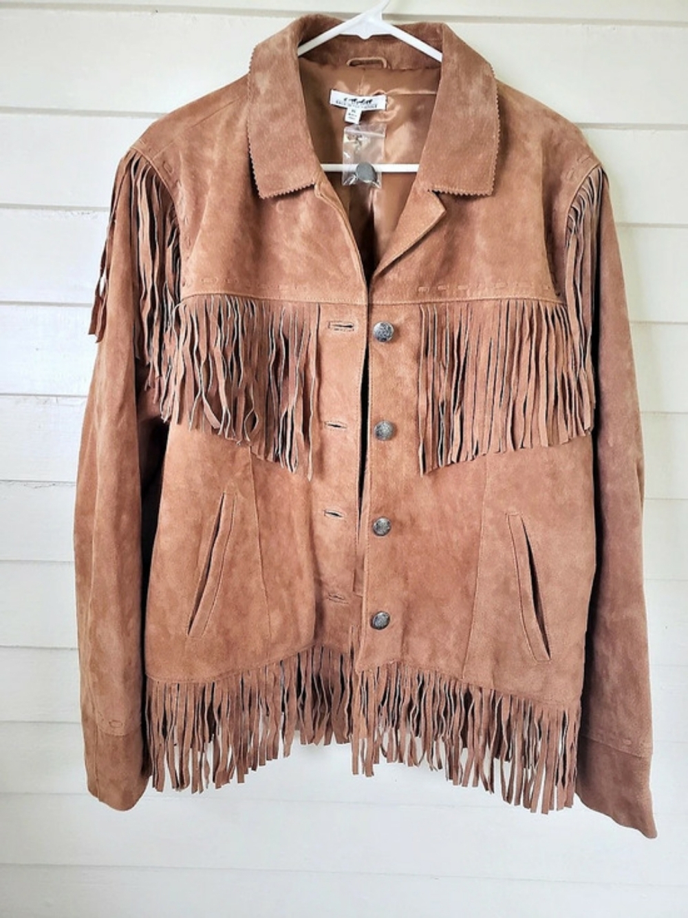 Back In The Saddle Women's Brown Classic Fringe Leather Jacket Size XL